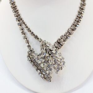 Vintage Clear Rhinestone Choker Necklace Front Closure